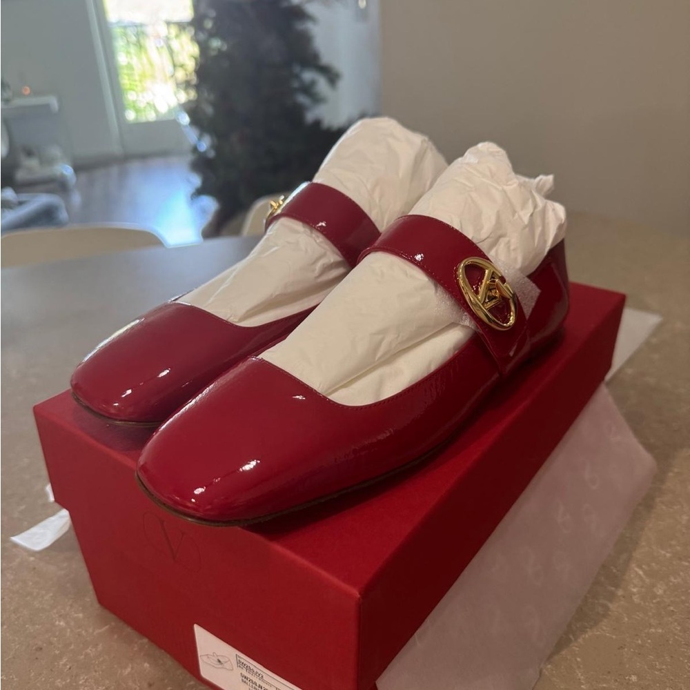 Valentino Red Patent Leather Mary Jane Flats